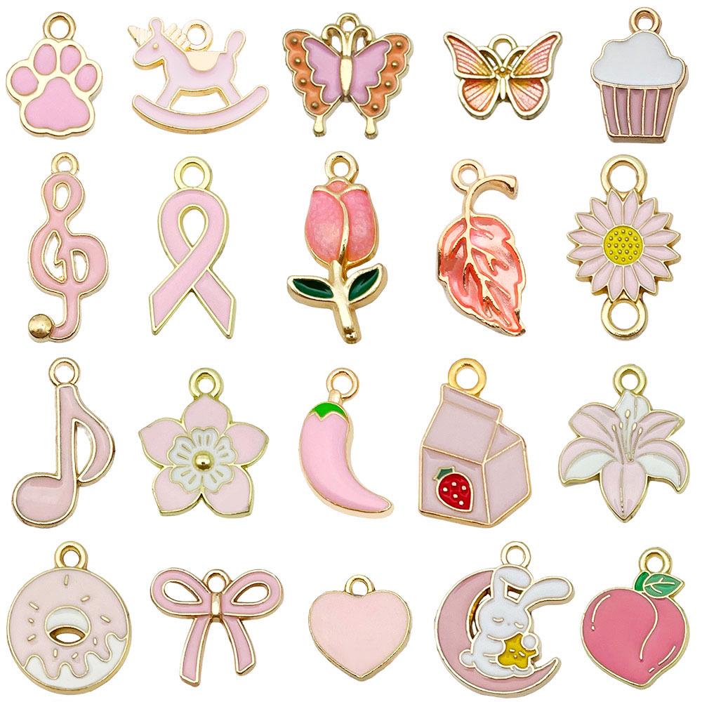 Mixed Color Cartoon Enamel Alloy Pendants for DIY Bracelets & Keychains