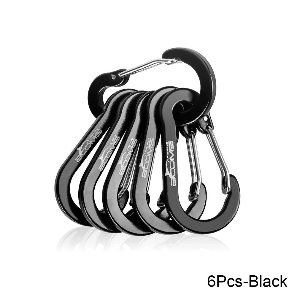 6 Pieces 12 Pieces Outside Camping Multi-tool Carabiner Steel Small Carabiner Clip Fishing Accessories High Quality Practical Daily Use