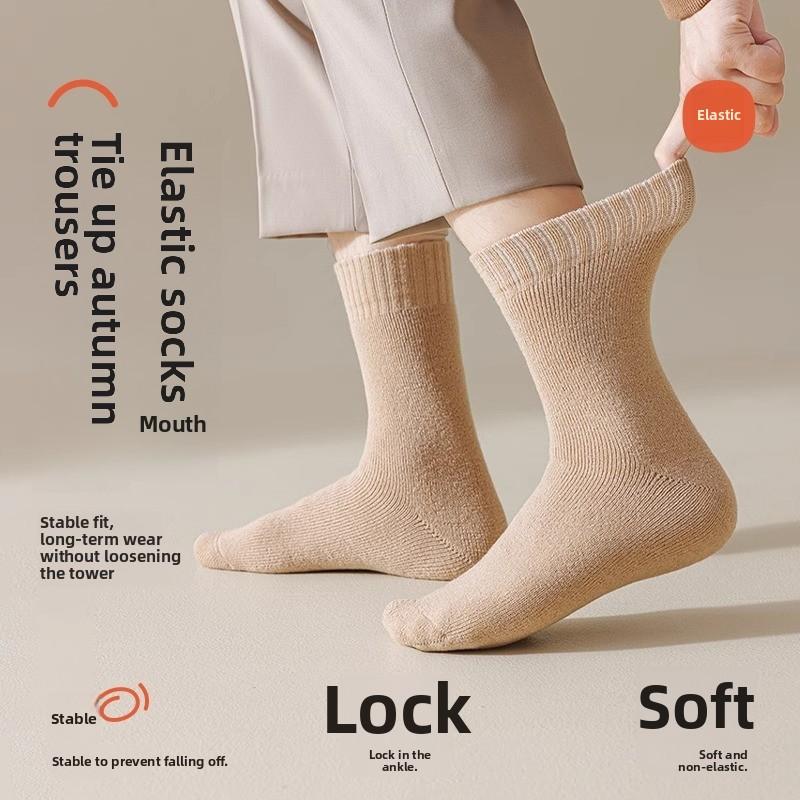 5 Perechi Șosete Bărbați Lână Șosete Tub Mediu cu Îngroșare Lână Iarnă Calde, Absorbție Transpirație, Rezistente la Mirosuri Ciorapi Cașmir