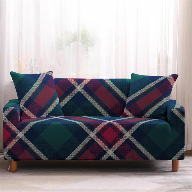 Striped Plaid Printed Couch Cover Sofa Cover For Living Room Elastic L -Shape Anti -Fouling Slipcovers Pets Chaselong Protector