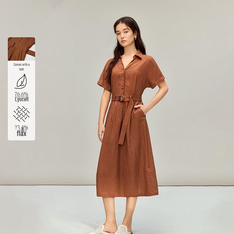 

INMAN Women s 2026 Spring Lyocell Linen French Lapel Dress L