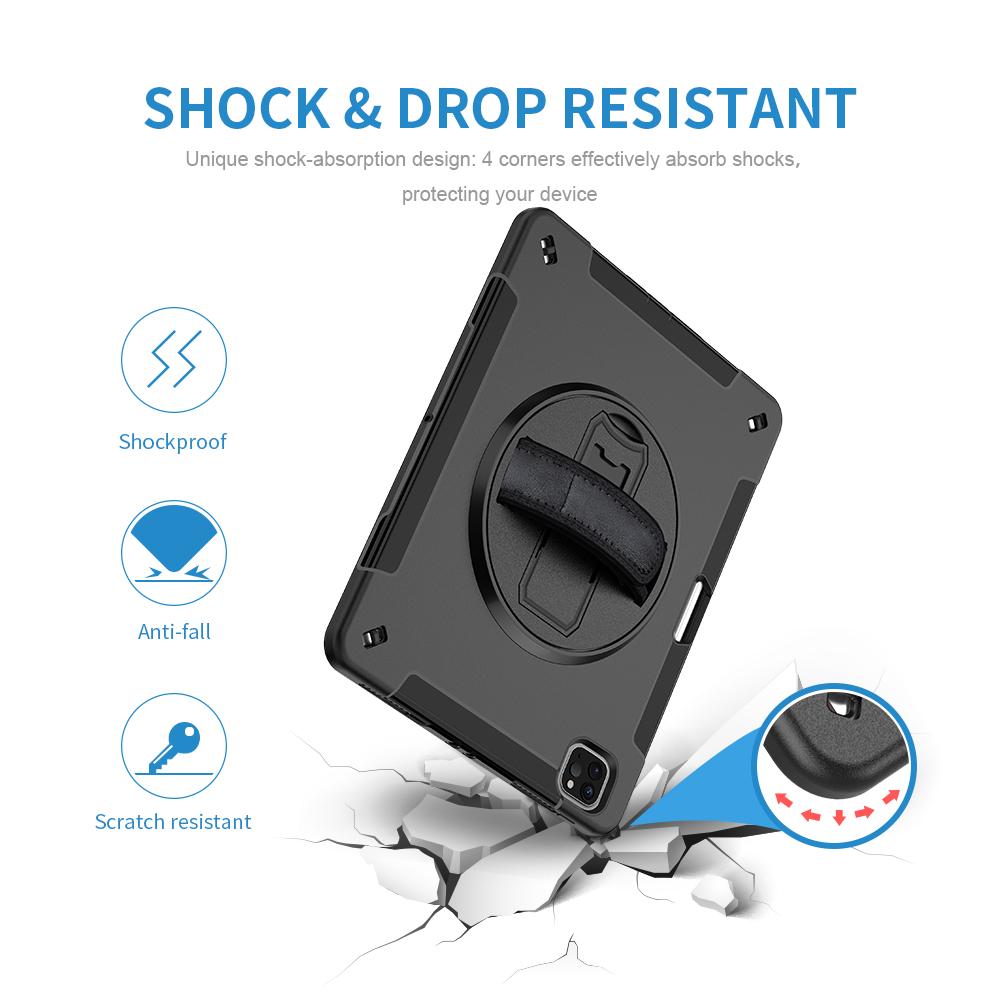 Kickstand Case for iPad Air 13 (2025)/(2024)/Pro 12.9 (2022)/(2021)/(2020)/(2018) PC+TPU Tablet Cover with PET Film/Strap