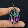 Natural Bi Color Tourmaline Gemstone Copper Wire Wrap Jewely Pendant 2.3" i3Y20