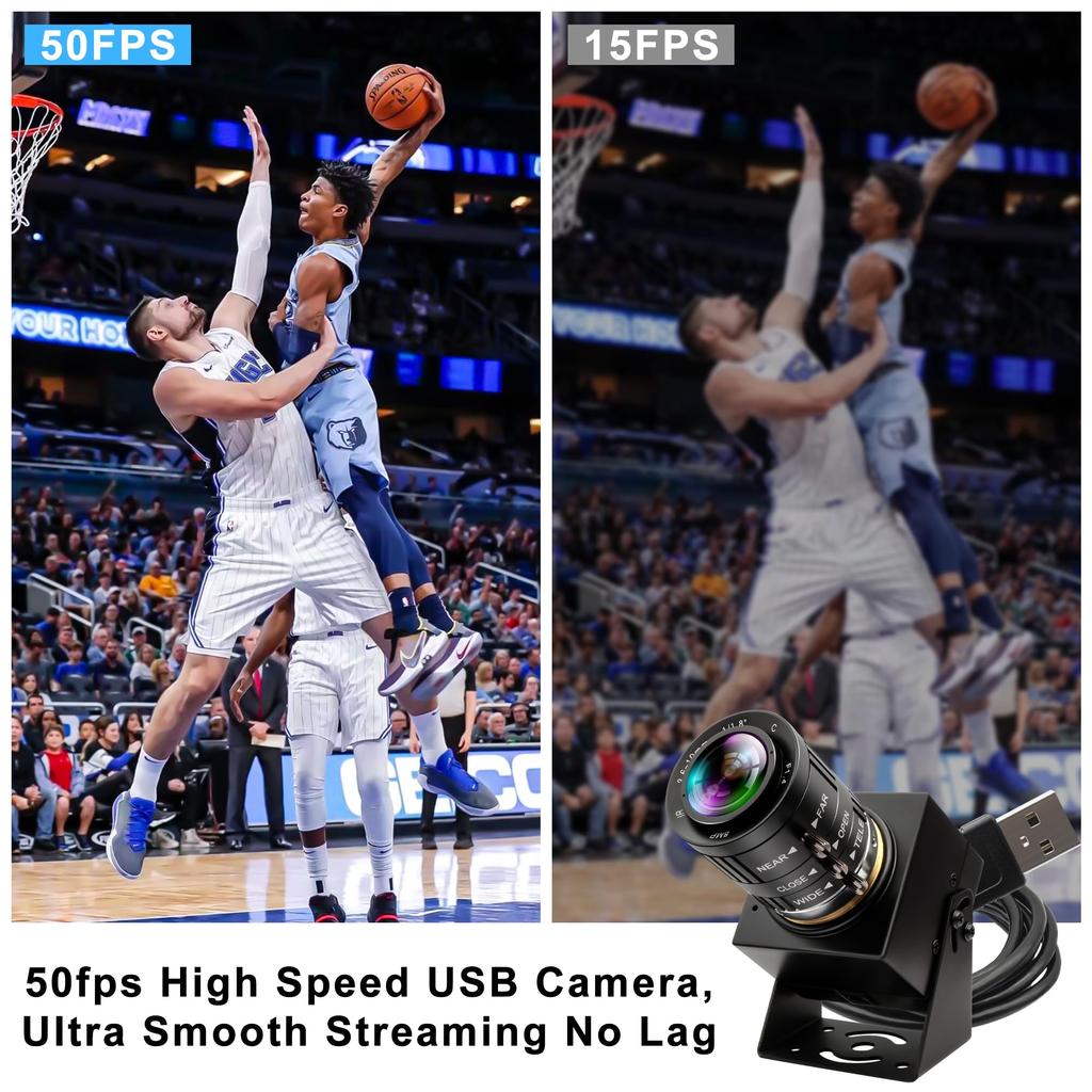 ELP USB Camera Global Shutter 1944P Webcam 50fps High Speed USB Camera 3x Manual Zoom Lens 5MP Webcam Computer Lightburn Motion Capture Face