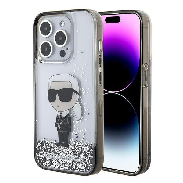 Karl Lagerfeld KLHCP15LLKKNSK iPhone 15 Pro 6.1" Transparent Hardcase Liquid Glitter Ikonik
