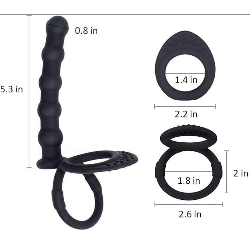 Double Penetration Dildo Dual Stimulation Vibrator for Couples Anal Beads G-Spot Massager Cock Ring Adult Sex Toys
