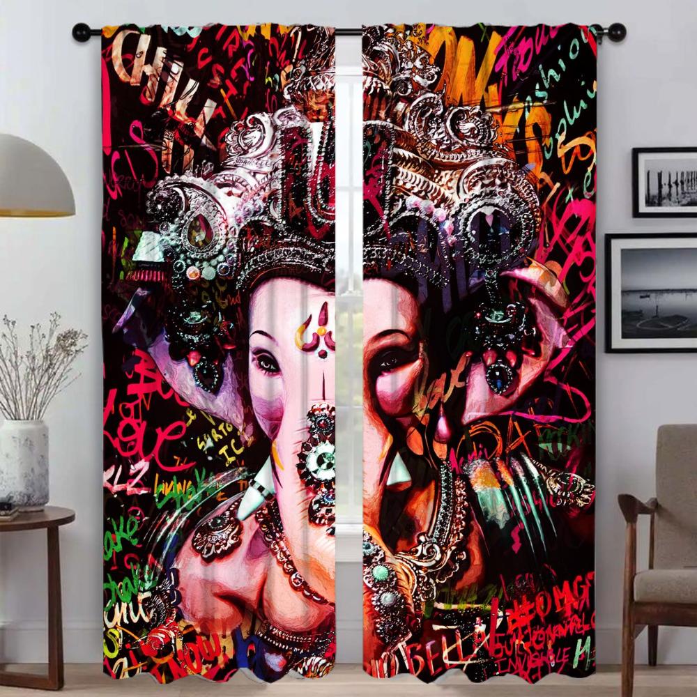 Islam Curtains for Living Room Curtain Halloween Decoration Partition Tulle for Bedroom Shades Home Interior Curtains 2 Pieces