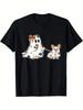 Cute Ghost With Corgi Boo Halloween Coquette Bow Corgi Mom T-Shirt, Gift for Men