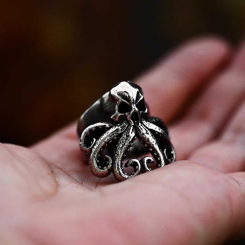 BEIER Edelstahl Antik Mode Herrenringe Totenkopf Oktopus Edelstein Tier Retro Punk Gothic Biker Schmuck Großhandel