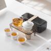 Mutton-fat Jade Ceramic Travel Tea Set