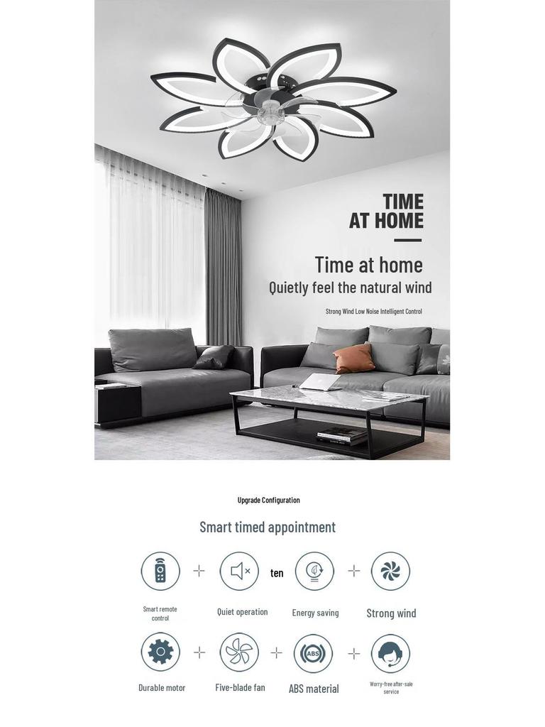 Silent Modern Flush Mount Ceiling Fan Light for Living Room/Bedroom