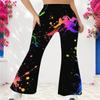 Women Plus Size High Waist Full Length Galaxy Printed Flared Pants