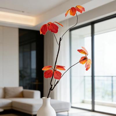 Chinese Japanese Home Decor Faux Fall Leaves Decor Artificial Fall Leaves Stems Realistic Faux Branches with Green for Home