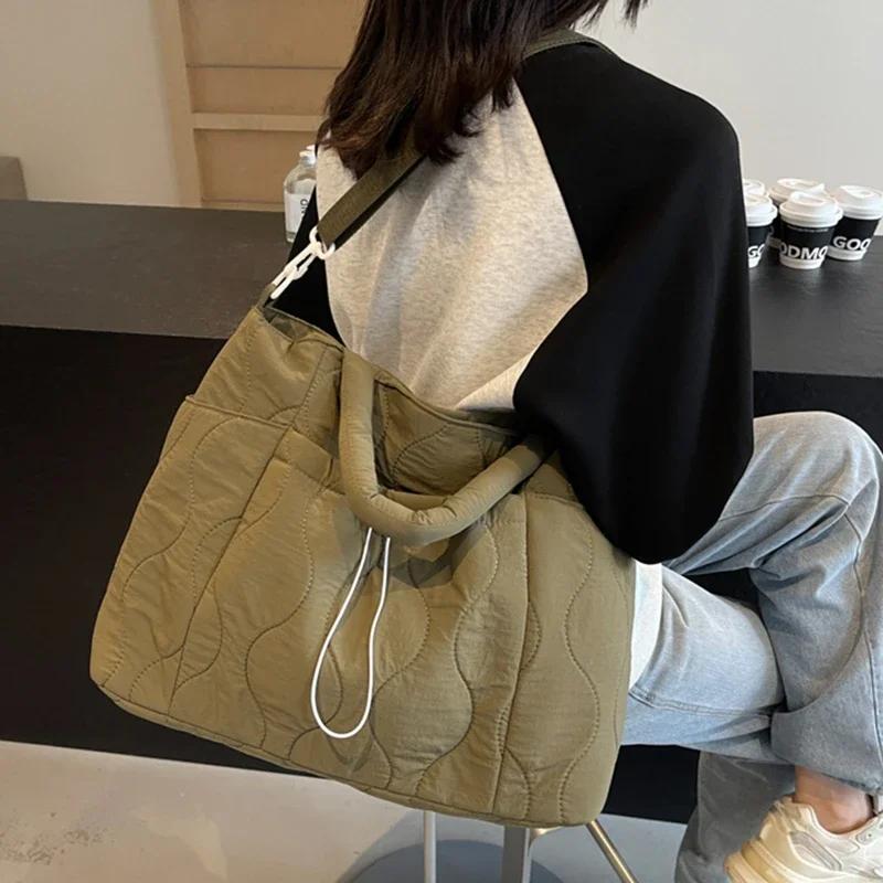 Fashion Large Cotton Tote Bags Women's Padded Shoulder Bags Large Capacity Women's Padded Travel Cotton Bags