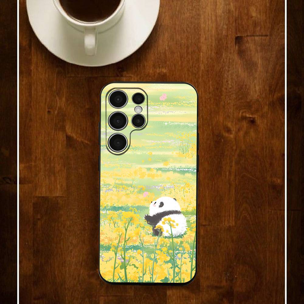 Kawaii Panda Phone Silicone Case For Samsung S24 22 20 23 21 20 Ultra Plus Lite 5G Print Cover