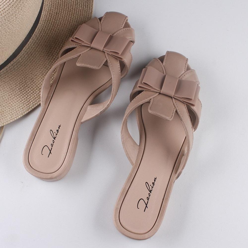 Fashion Slippers Women's 2025 Summer New Hollow Solid Color Square and Casual Versatile Outer Wear Fashion Cool Slippers Women's