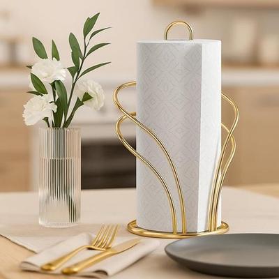 Porte-rouleau de papier essuie-tout en métal doré pour cuisine, support pour serviettes en papier pour plan de travail, table à manger, salle de bain, porte-serviettes moderne premium pour décoration intérieure