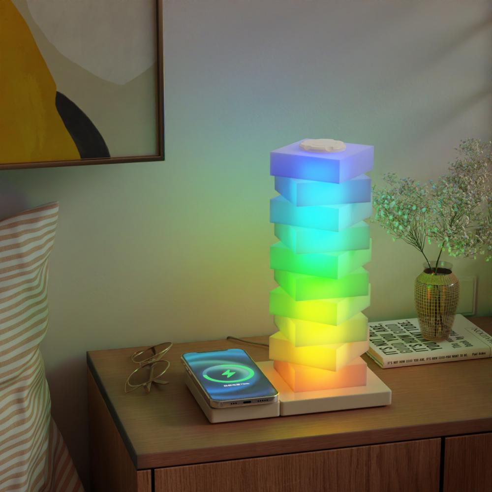 1PC Smart LED Desk Lamp USB Powered Touch Control Desk Lamp DIY Rotating RGB Ambient Light Dimmable 15W Wireless Fast Charging