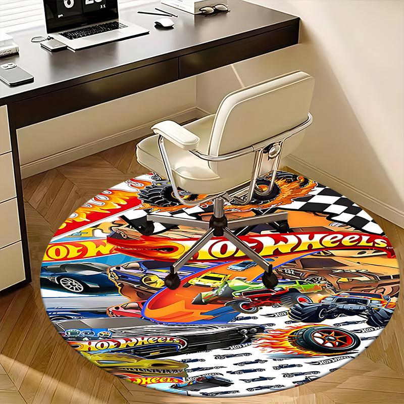 Monster Truck Theme Chair Mat Round Carpet - Gaming Decor, Office Rug, Bedroom, Living Room, Home Decoration