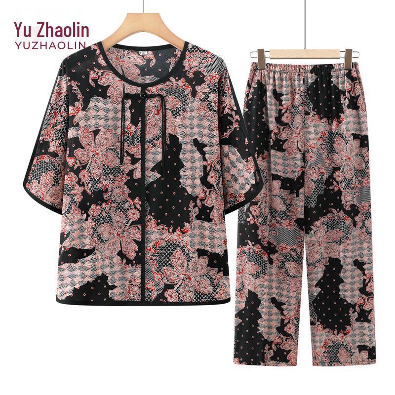 

YUZHAOLIN Summer Two-Piece Set for Elderly Women XL (under 90 jin)
