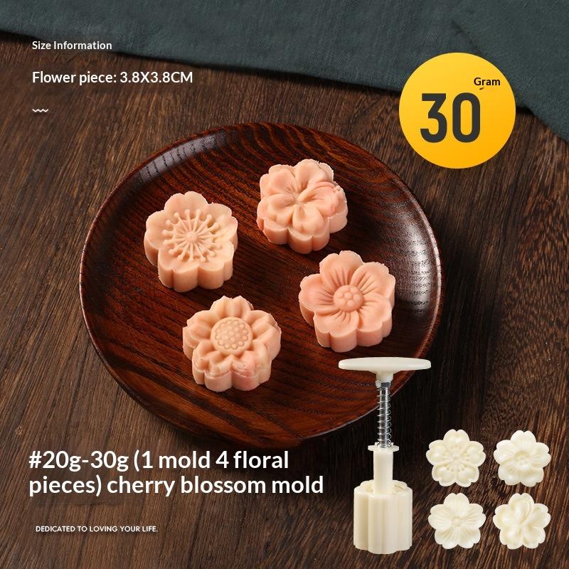 Mid Autumn Festival Round Mooncake Mold Cherry Blossom Shape Pastry Tools Diy Fondant Cake Decoration Tools Hand Press Mold
