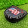 Golf Club Head Cover for Woods Driver Fairway Hybrid Faux Leather Mallet Putter Covers with Magnetic Closure US Flag Pattern Blade Headcover Protector
