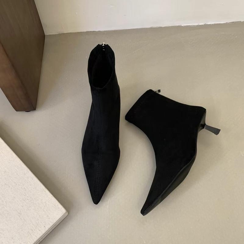 Fashion SUOJIALUN 2024 Winter New Brand Women Short Boots Fashion Pointed Toe Ladies Elegant Ankle Boots Thin High Heel Dress Pumps Shoe