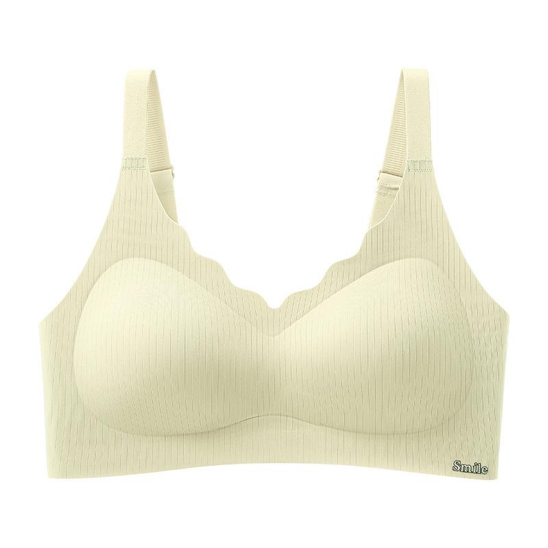 One-piece fixed cup seamless underwear women's small breasts gather thin naked without steel ring anti-sagging adjustment bra