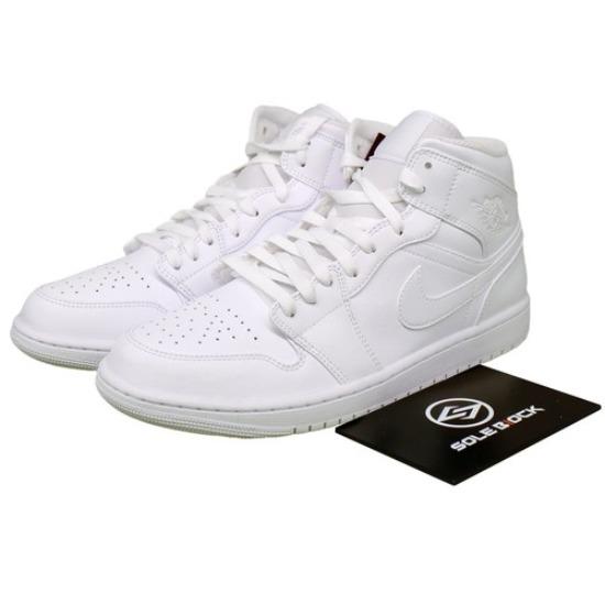 Кроссовки Air Jordan 1 Mid Triple White 2022 Ретро Мужские 554724-136 EU 44 белый