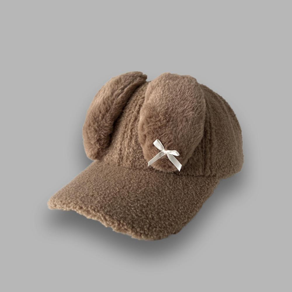 Lamb Fleece Y2k Rabbit Ear Hat Korean Peaked Cap Lovely Women's Baseball Hat  Female
