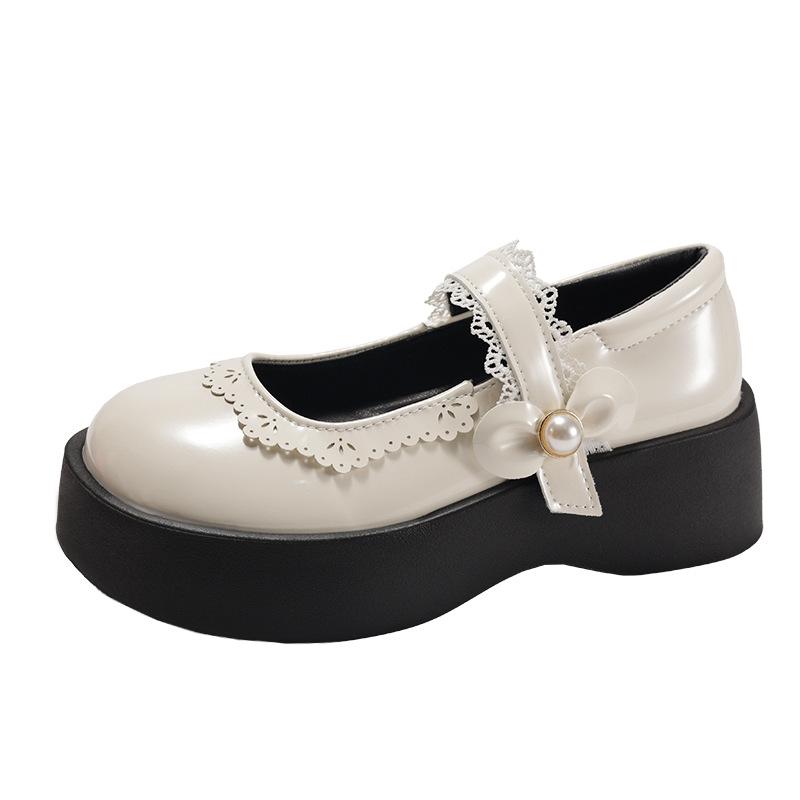 Black French Retro Platform Small Leather Shoes Women's 2025 New Summer Skirt JK Shallow Mouth Mary Jane Single Shoes