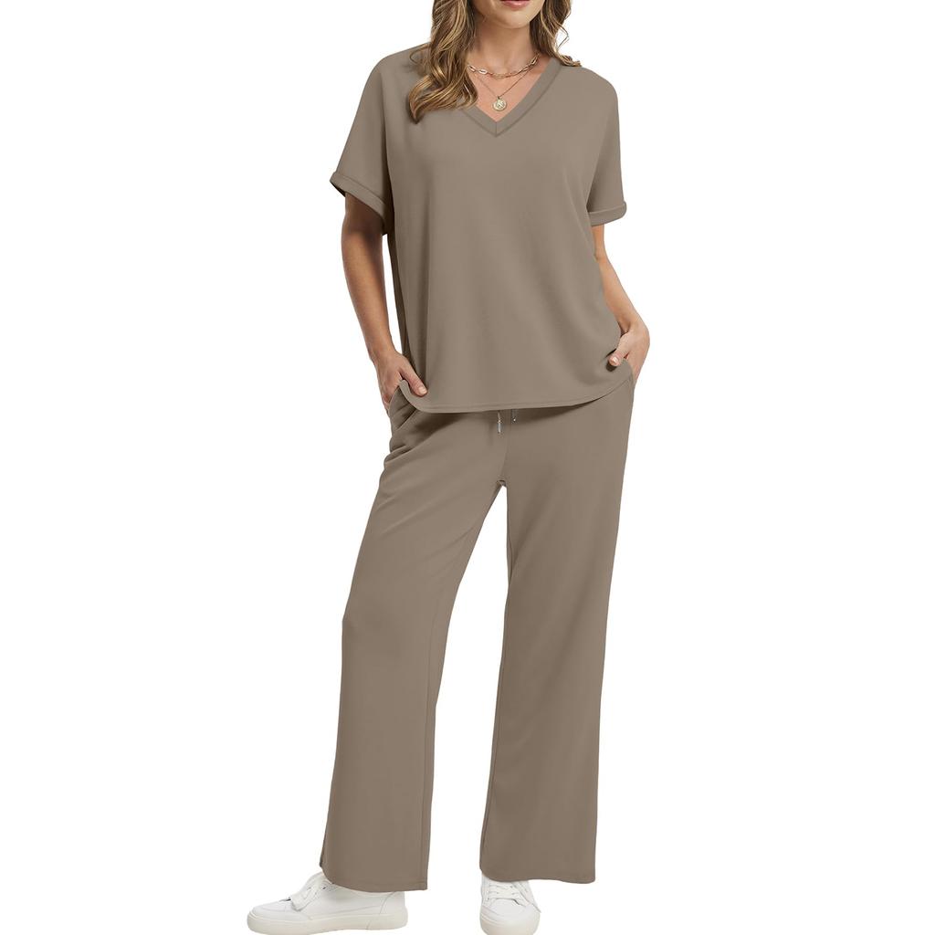 Women's Two,Piece Summer Slightly Loose Top And Pants Casual Set