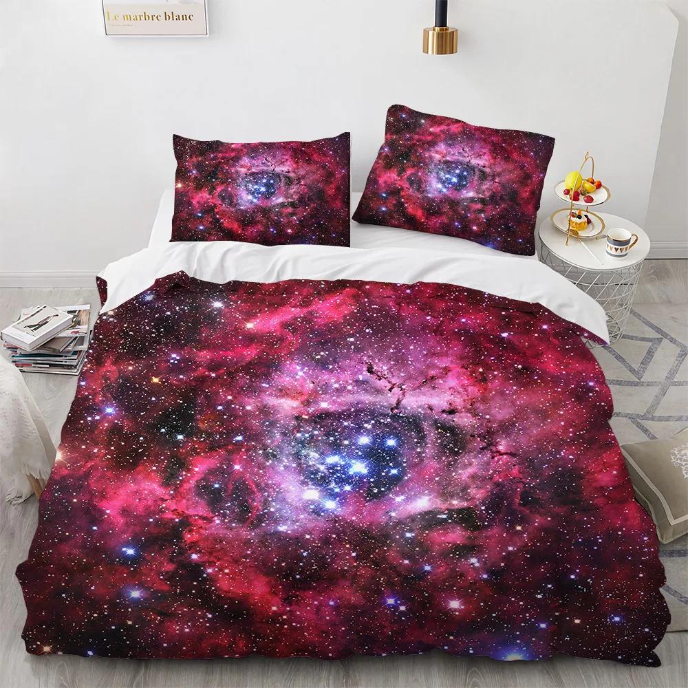 Starry Sky Duvet Cover Set Outer Space Earth Galaxy Bedding Set Double Queen King Size 2/3pcs Polyester Comforter Cover for Kids