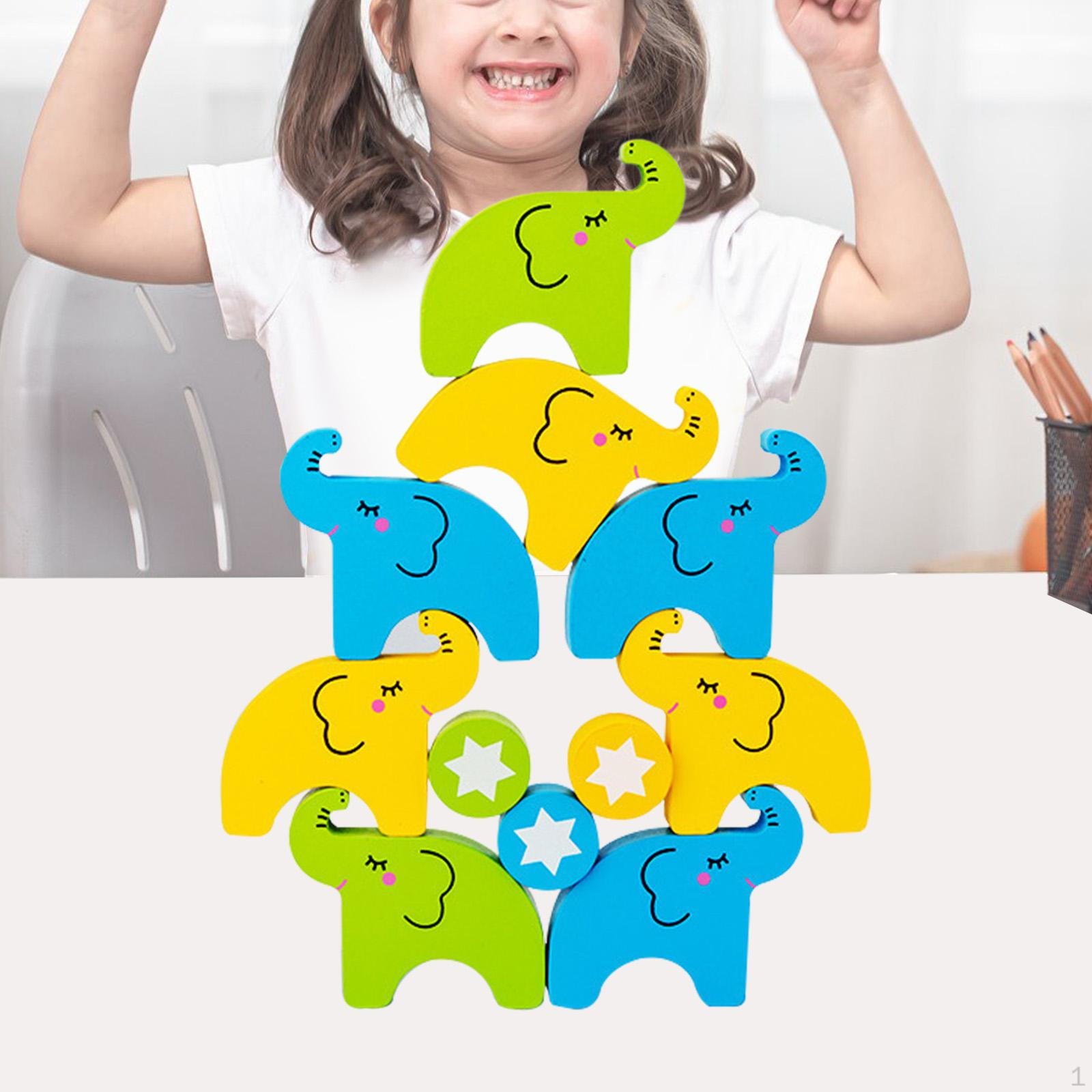 

Elephant Balance Toy Learning Activity Wood Building Blocks Early Educational for 2 Years and above