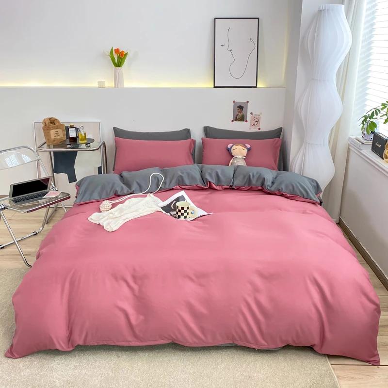 

Solid Color Duvet Cover Set Soft Comfy Breathable Simple Style Bedding Set Brushed Microfiber Comforter Cover with 2 Pillowcases Single 150x200cm