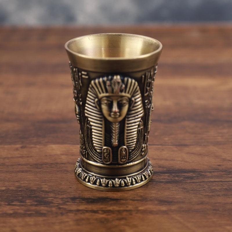 Retro Metal Cup Bronze Wine Glass 3D Relief Liquor Spirits Small Goblet Household Small Size Personality Cocktail Cup Home Decor