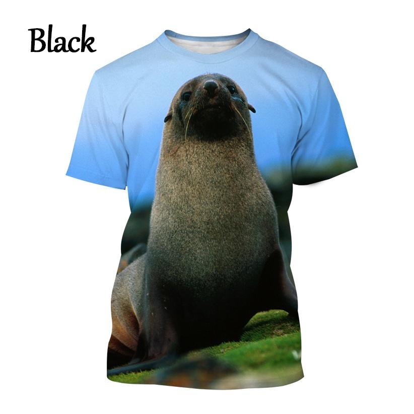 T-shirts Animals Funny Seal Fashion Summer Crew Neck 3D Print TShirts Boy Girl Kawaii Oversized  Casual Streetwear Tee Clothes