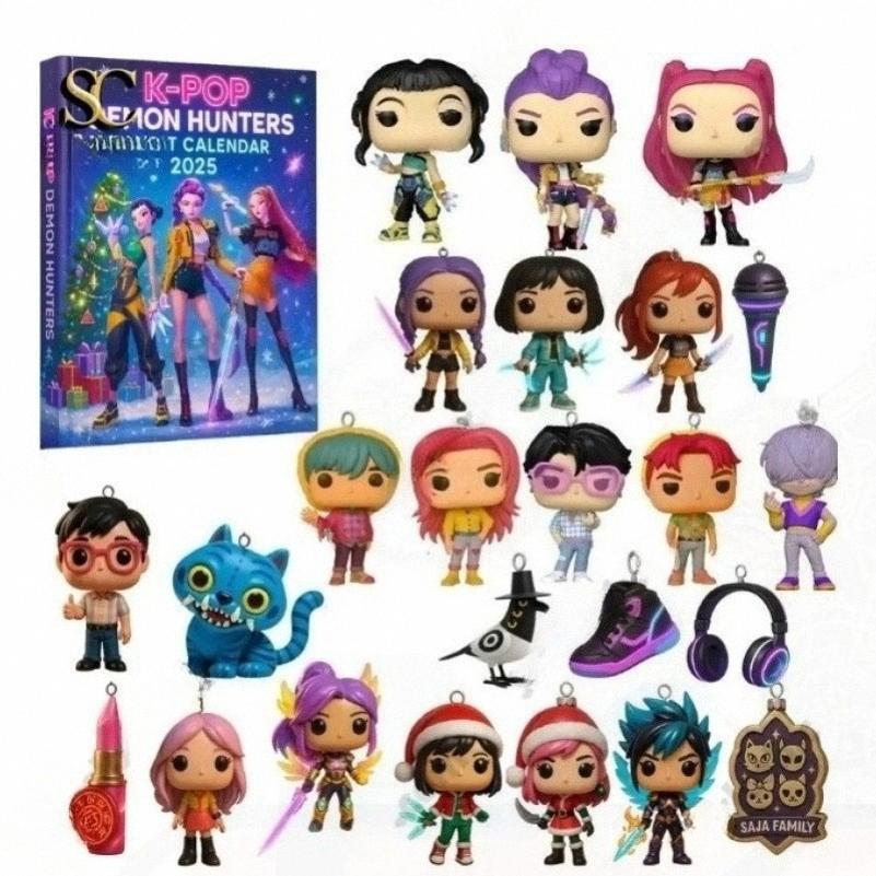 Calendários de Contagem Regressiva Kpop Caçadores de Demônios Calendário do Advento Coleção de Bonecas Modelo Decoração de Mesa Presentes de Natal para Crianças