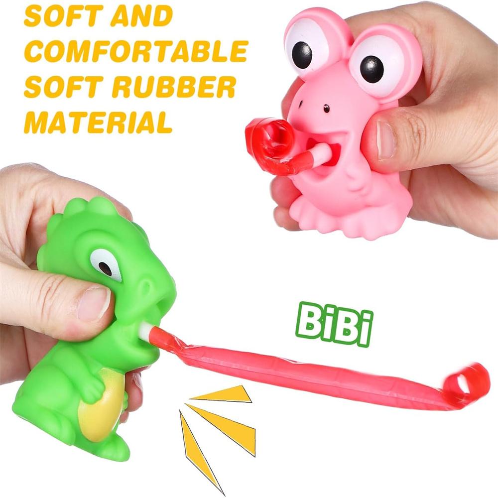 Stress Frog and Dinosaur Toys Tongue Sticking Out Novelty Relief Squeeze Toys Stress Screaming Party Frog Pop Up Toy for Gifts