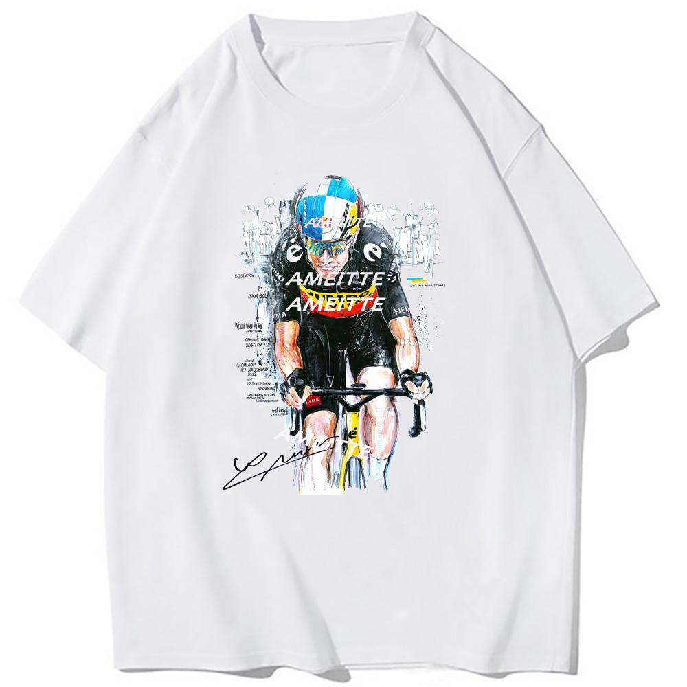 Wout Van Aert Ciclista Legendario 2026 Nuevo Campeón de Carrera en Carretera Camiseta de Bicicleta para Hombre Unisex Manga Corta Maillot de Bicicleta Tour De France Camisetas L gray