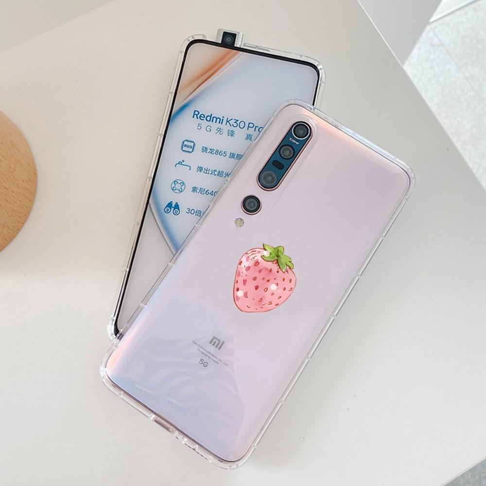 Cute Strawberry Phone Case For Samsung S 20 21 22 23 for Redmi Note7 8 9 10 for Huawei P20 30 40 Clear Case