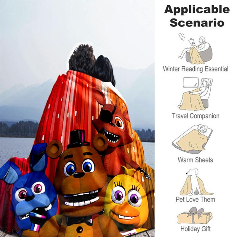 1pc Blanket Five Nights at Freddy's2 Print Design, Lightweight Blanket for Sofa, Bed- Soft &Warm, Gift for All Seasons like Christmas, Halloween
