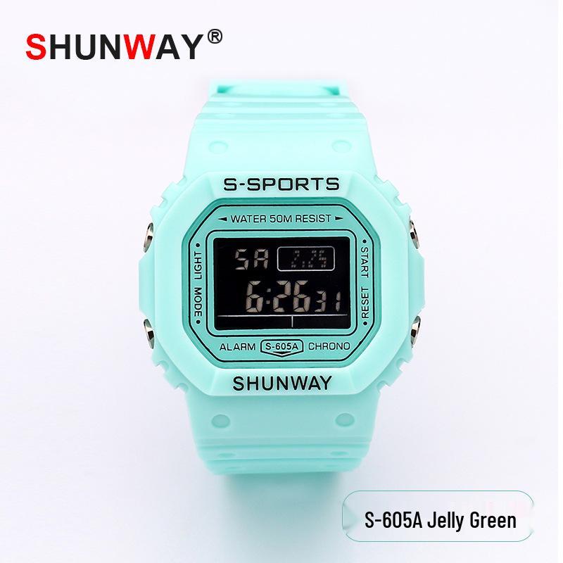 Korean Style Square Sports Watch for Students - Jelly Color, 50M Waterproof, Fashionable Design