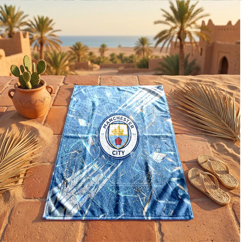 Asciugamano da Spiaggia in Microfibra con Stampa Manchester City Asciugatura Rapida Assorbente Grande Asciugamano per Spiaggia Nuoto Viaggio