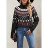 Winter new women's clothing retro striped splicing contrasting sweater high neck loose knitted sweater