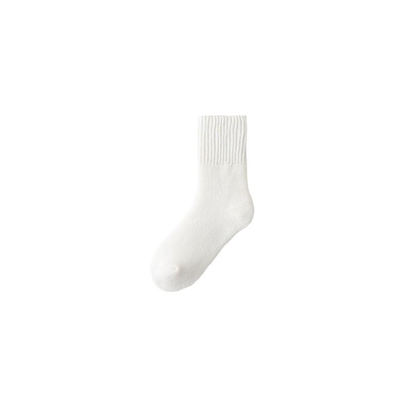 Woolen Socks for Women's Autumn and Winter Warmth, Mid-calf Socks, Solid Color Fleece Thickened Women's Socks, Woolen Versatile Socks