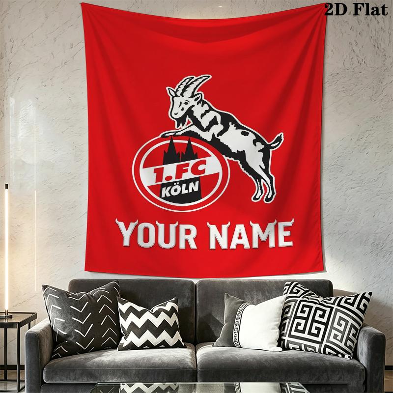 Custom Name FC KÖLN Wall Tapestry Aesthetic Wall Hanging Printed Fabric Blanket Decorative Tapestries for Bedroom Living Room Home Decor