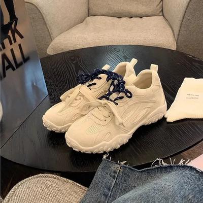 2025 New Shoes Women's Mesh Breathable Ribbon Ballet Fashion Training Shoes Casual Sports White Shoes Vintage Casual Shoes