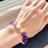 Retro High Quality Natural Large Particle 10Mm Amethyst Citrine Chalcedony White Bracelet Bracelet