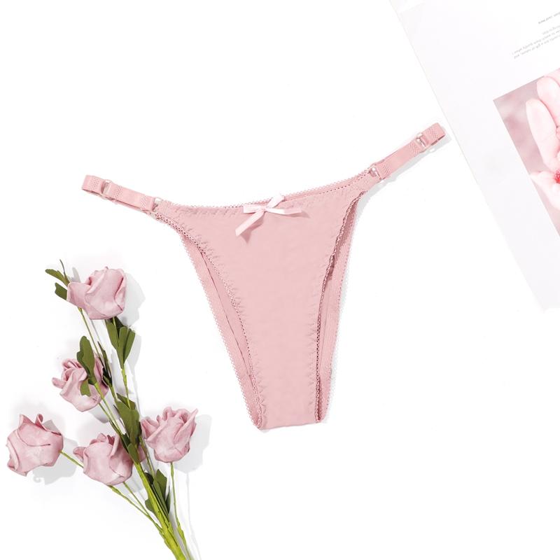 

Жіночі Модні Романтичні Трусики з Тонкими Бретельками з Низькою Посадкою Сексуальний Бантик Швидкосохнучі Зручні Тонкі Сліпи L Xl - 8004#p L рожевий